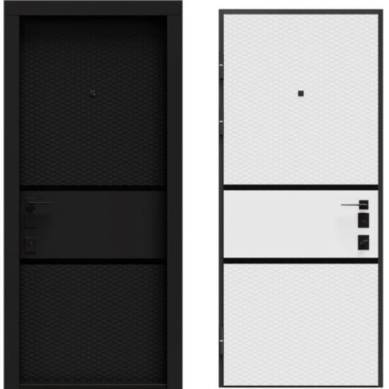 Usa exterior THG DUBAI Soft Touch Negru / Alb Mat