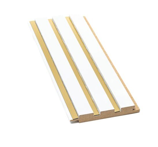 Riflaj drept din mdf THG WOO Alb Texturat + Auriu