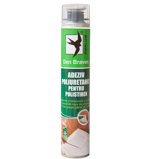 Adeziv poliuretanic pentru polistiren Den Braven, interior / exterior, aplicare cu pistol, 870 ml